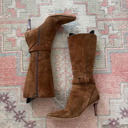 Tom Ford Gucci Tobacco Suede Buckle Boots - US 6