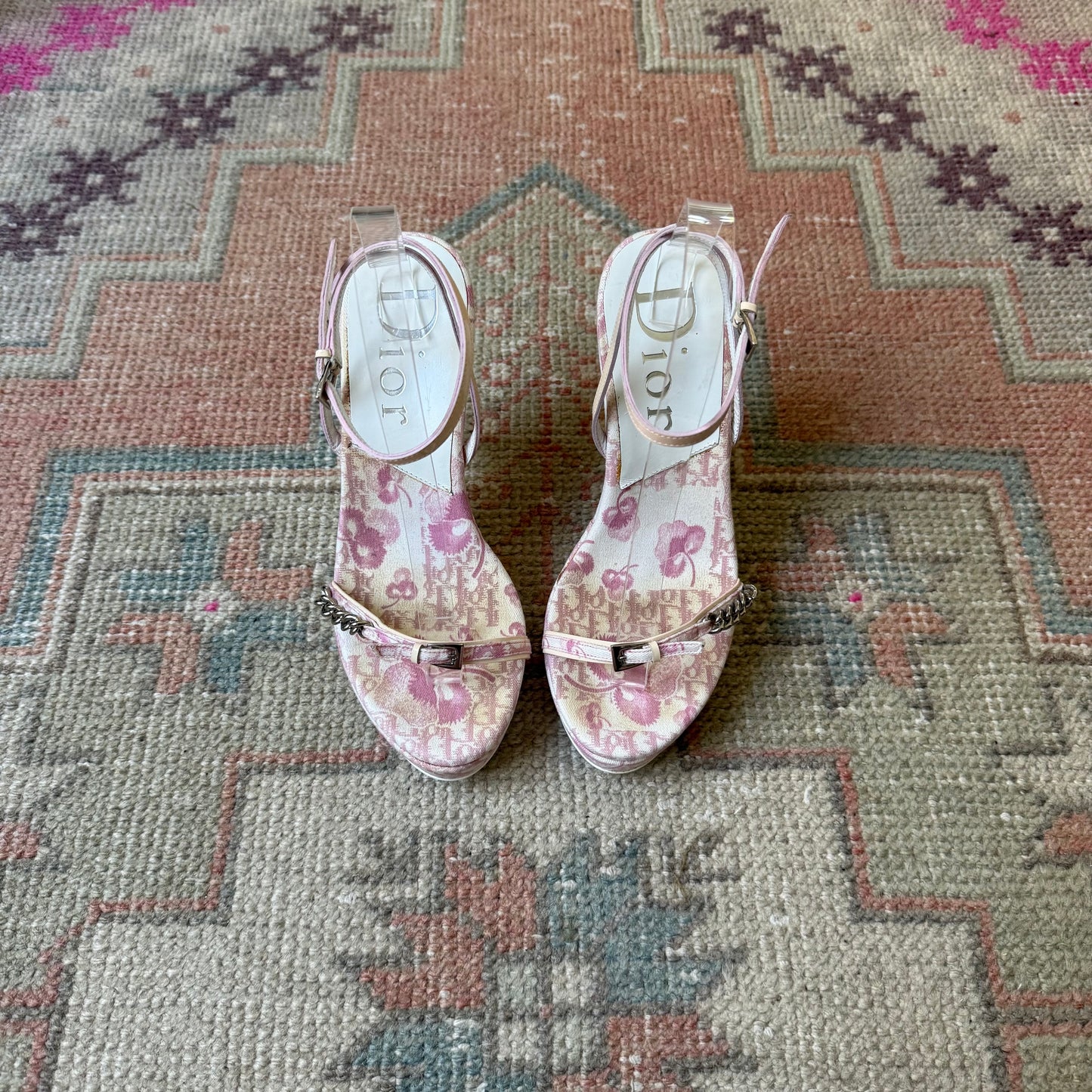 S/S2004 Galliano Dior Cherry Blossom Girly Wedges - US 6.5-7