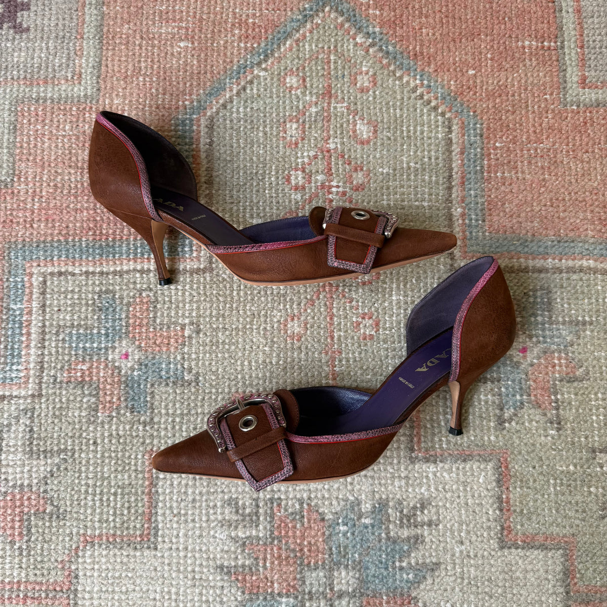 F/W2003 Prada Chocolate Buckle D’Orsay Heels - US 7