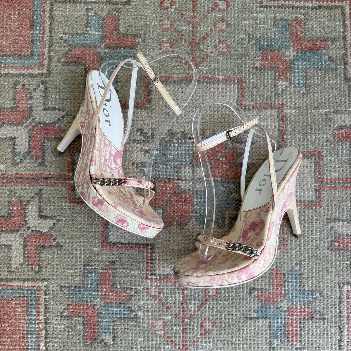 S/S2004 Galliano Dior Cherry Blossom Wrap Wedges - US 6.5-7
