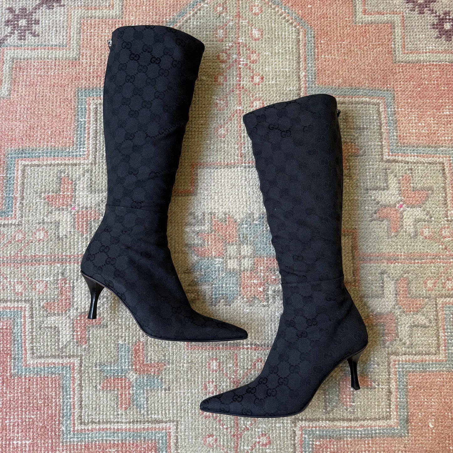 2002 Tom Ford Gucci Black Monogram Boots - US 5.5