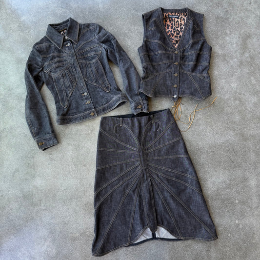 FW02 Dolce & Gabbana Denim Butterfly Set - US XXS-XS