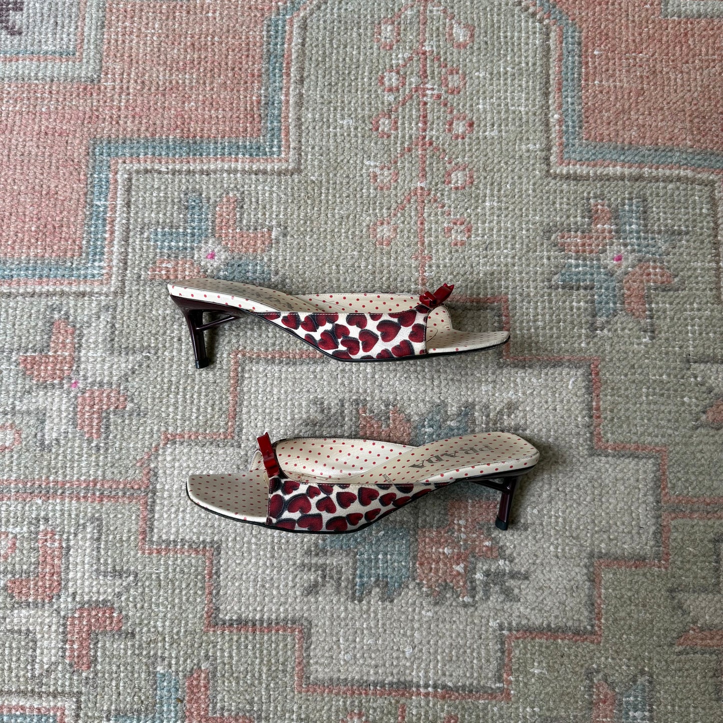 S/S2000 Prada Red Heart and Bow Sandals - US 7-7.5