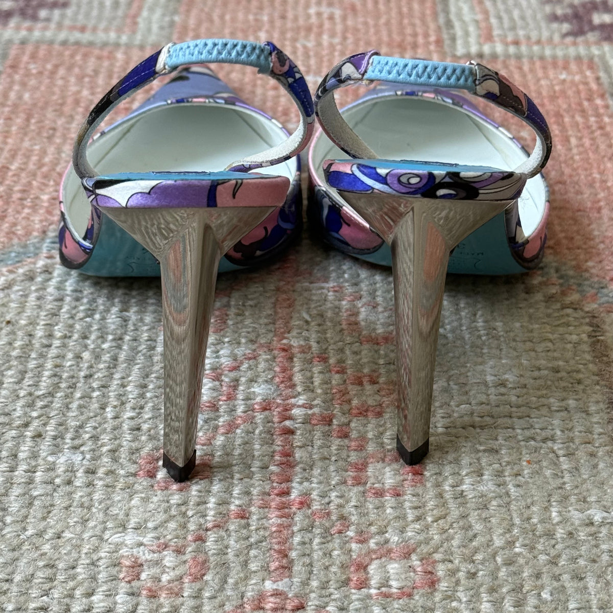 Y2K Emilio Pucci Silk Satin Slingbacks - US 6-6.5
