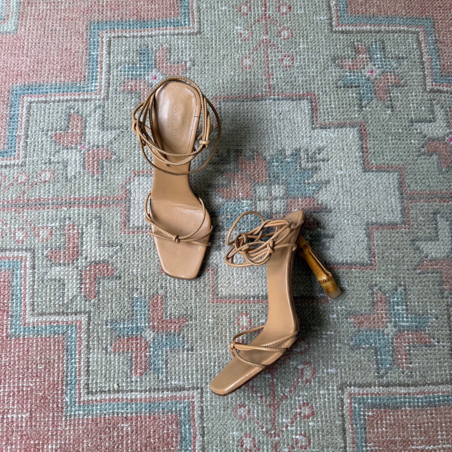 S/S2002 Tom Ford Gucci Leather Bamboo Sandals - US 8