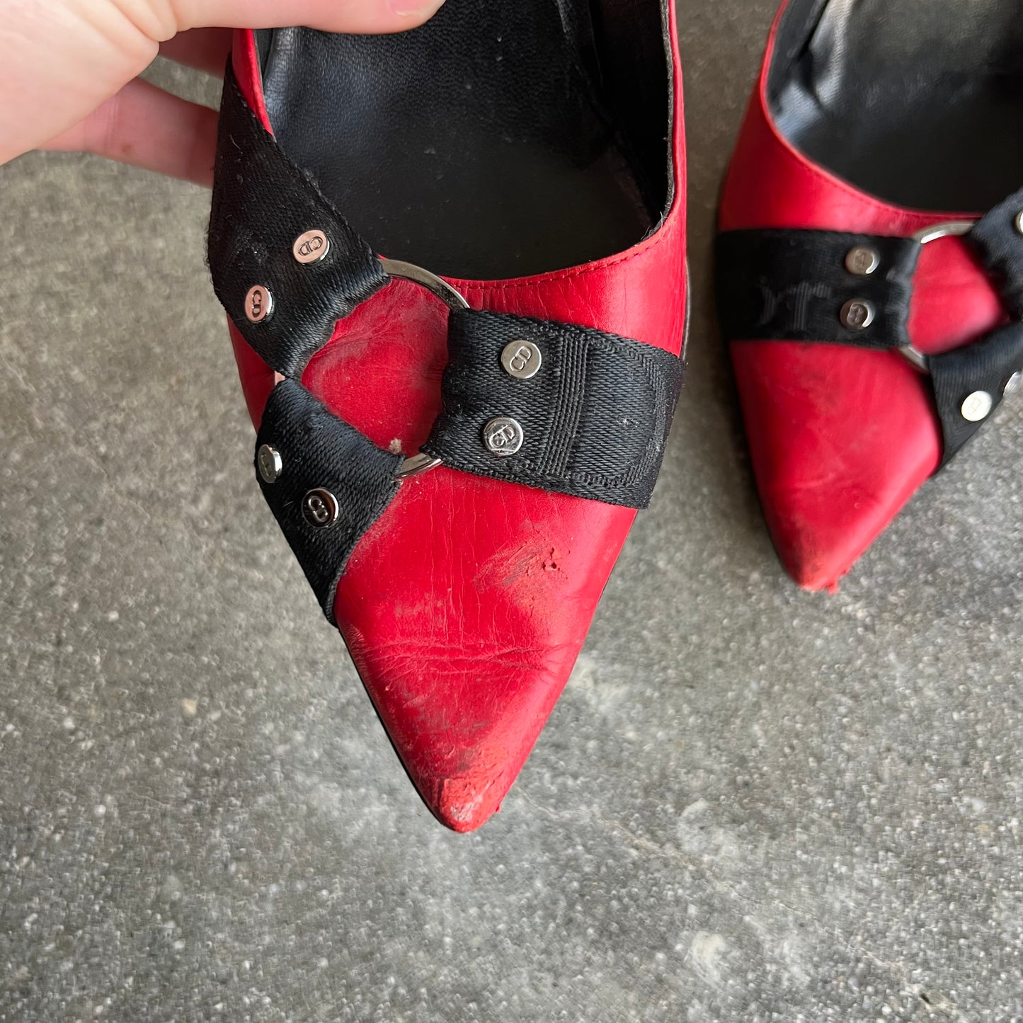 FW04 John Galliano Christian Dior Red Bondage Heels - US 9.5