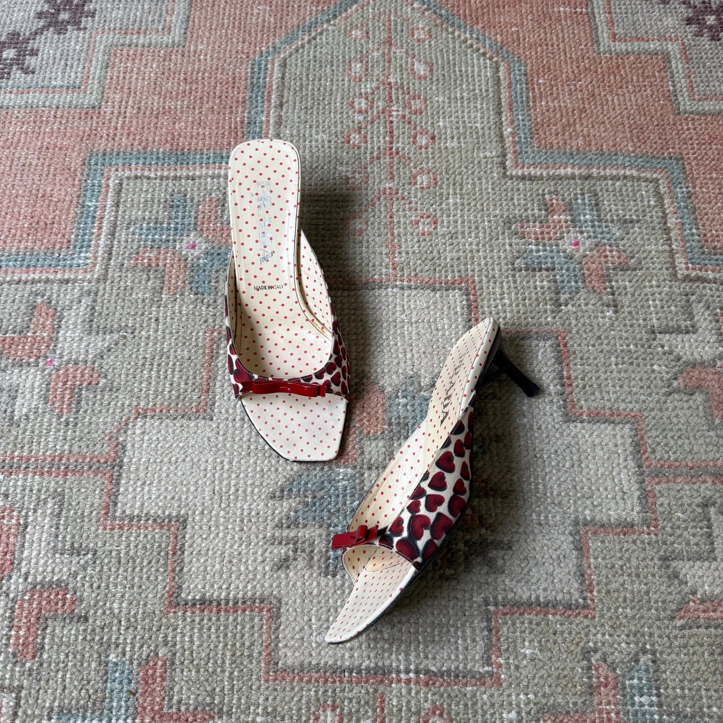 S/S2000 Prada Red Heart and Bow Sandals - US 7-7.5