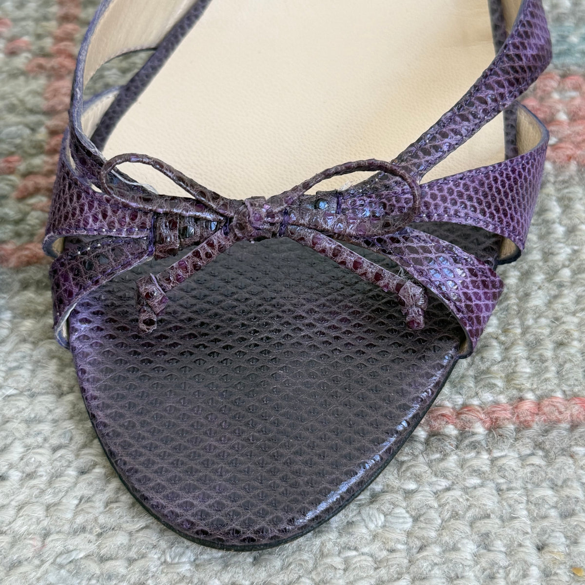 Y2K Jimmy Choo Purple Karung Bow Mules - US 8.5
