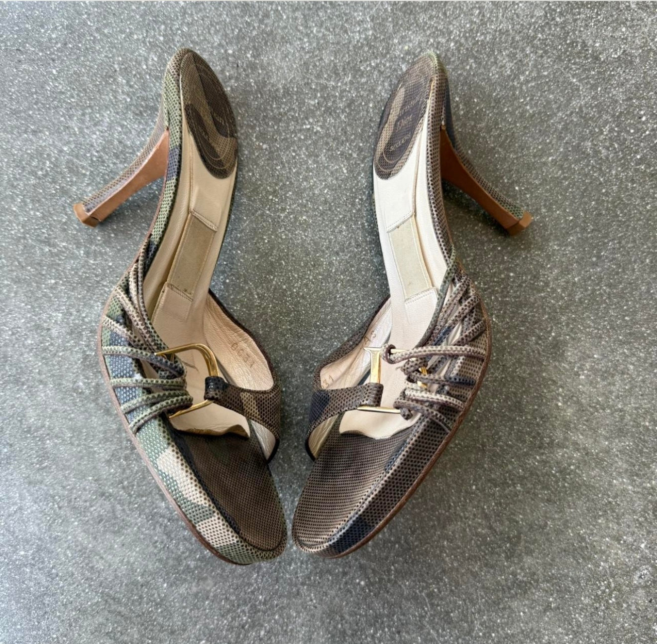 SS01 Galliano Dior Camo Logo Mules - US 5-5.5