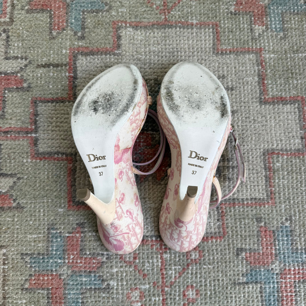 S/S2004 Galliano Dior Cherry Blossom Wrap Wedges - US 6.5-7