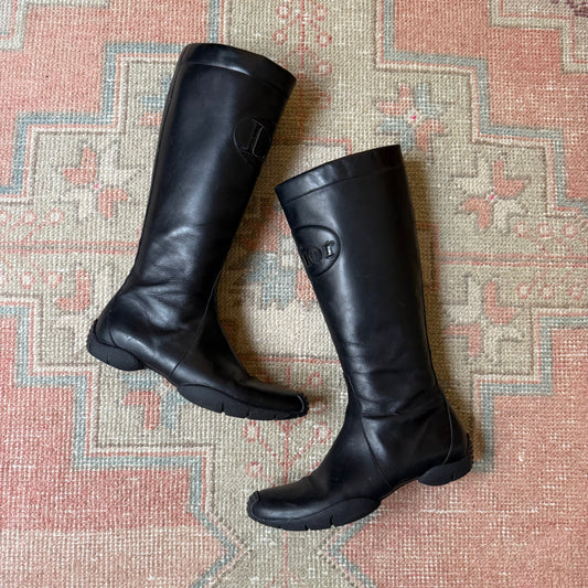 F/W2001 Galliano Dior Black Moto Boots - US 8