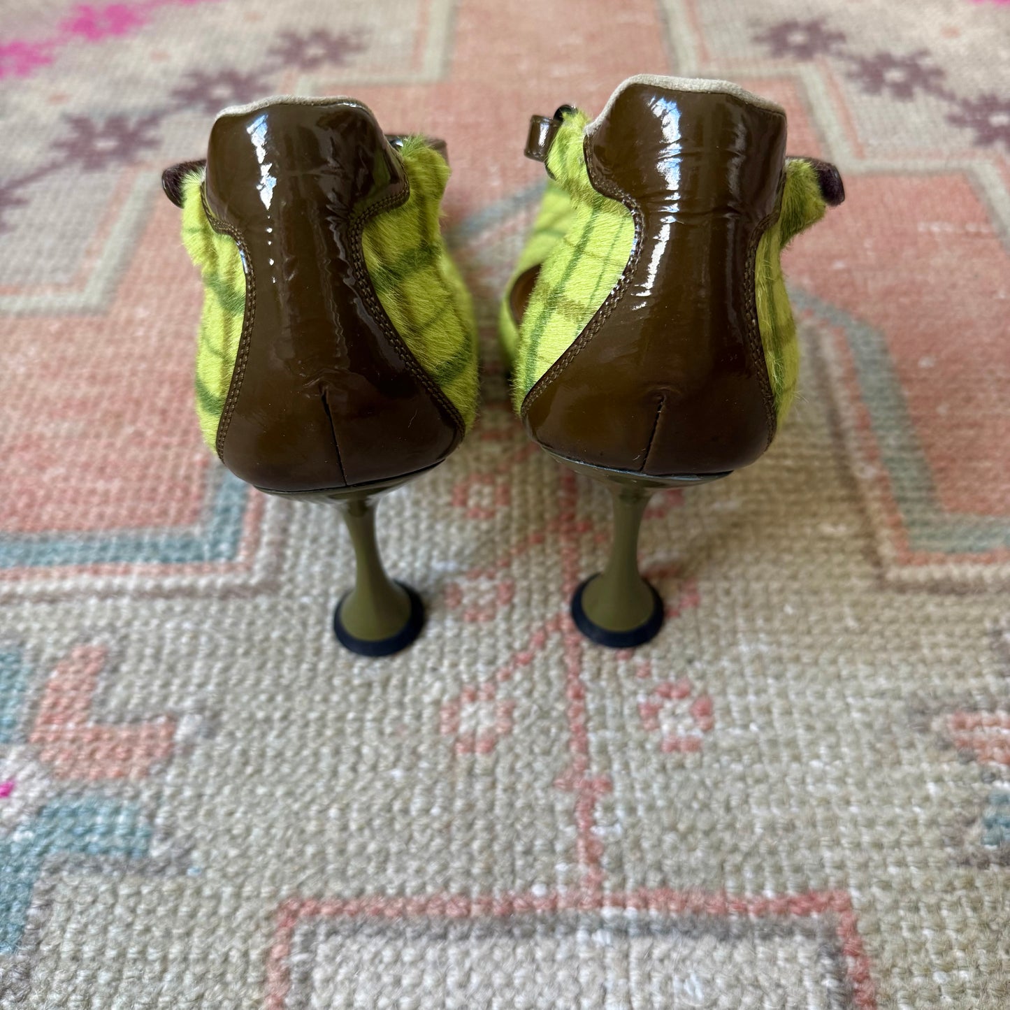 F/W1999 miu miu Ponyhair Tartan Mary Janes - US 6-6.5