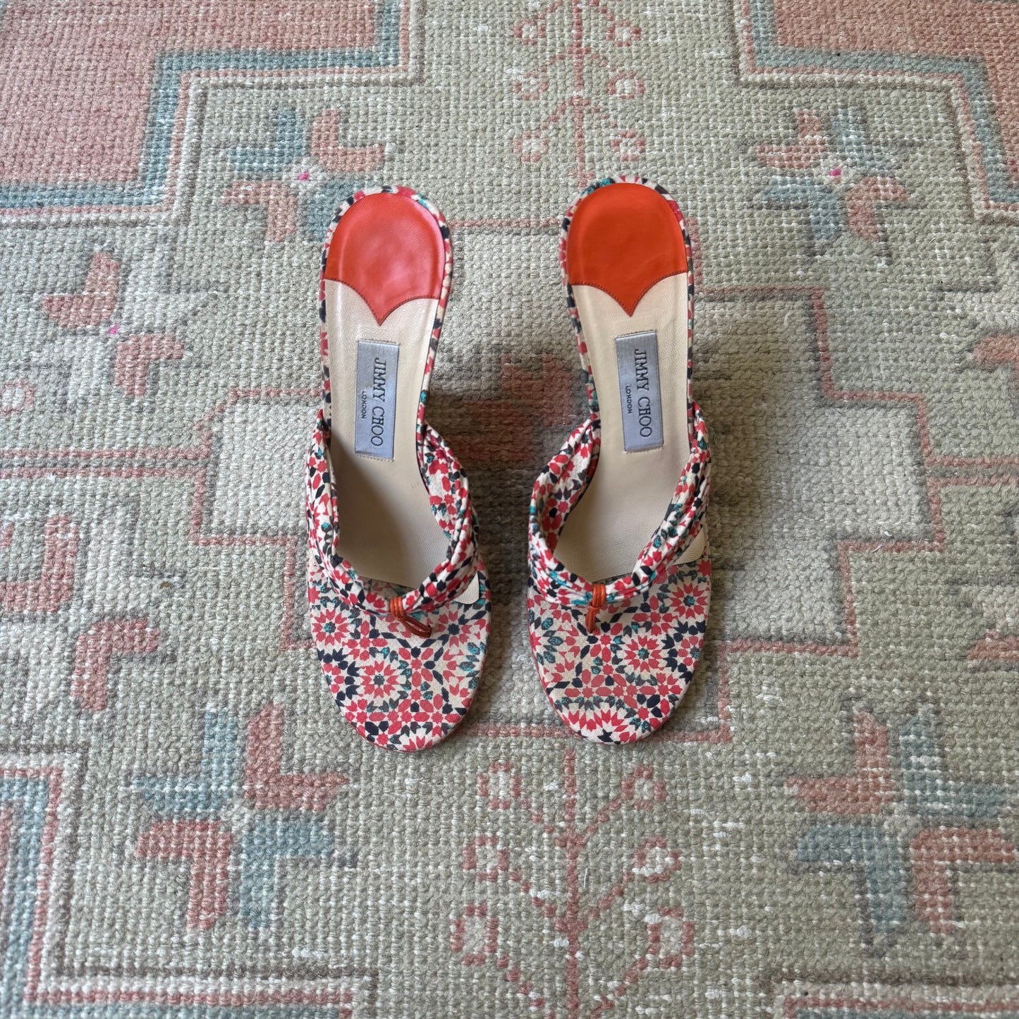 Y2K Jimmy Choo Orange Floral Wedges - US 10-10.5