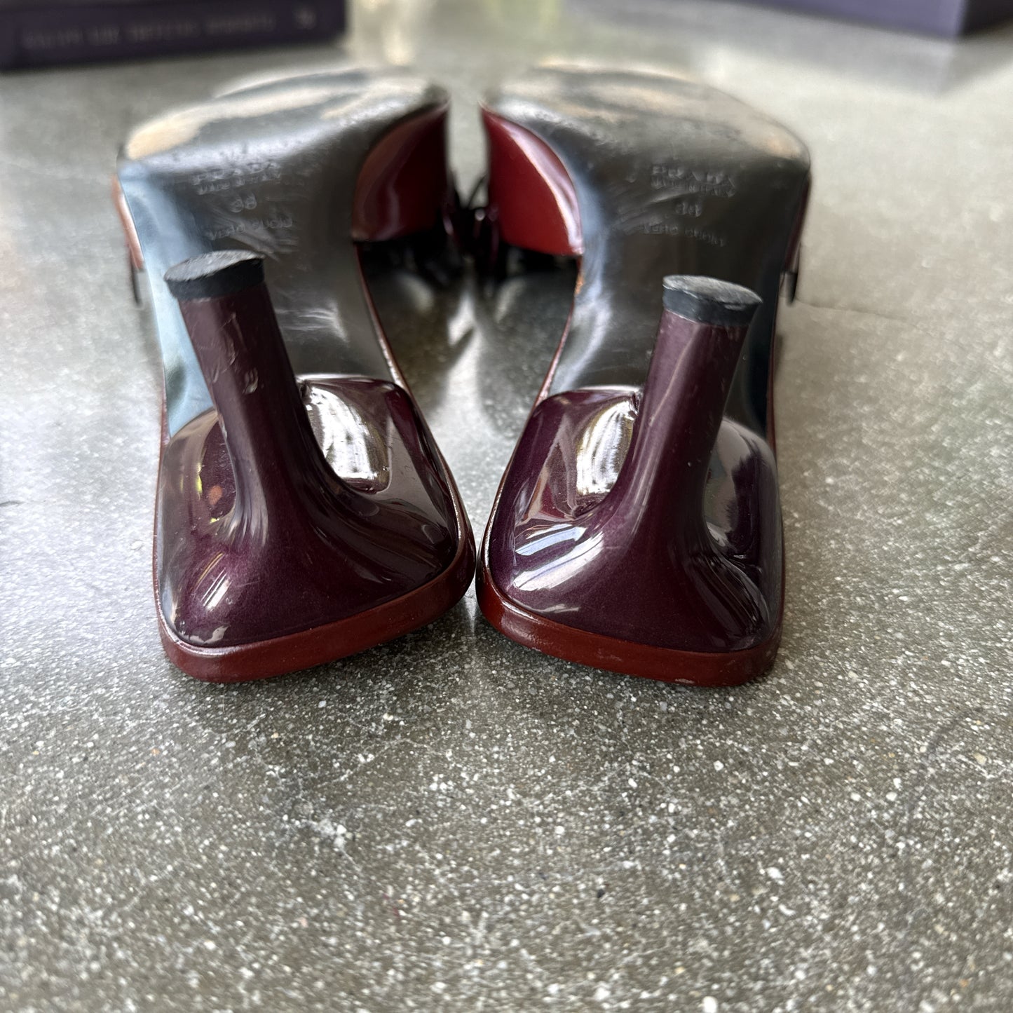 S/S2000 Prada Burgundy Pailette Mules - US 8