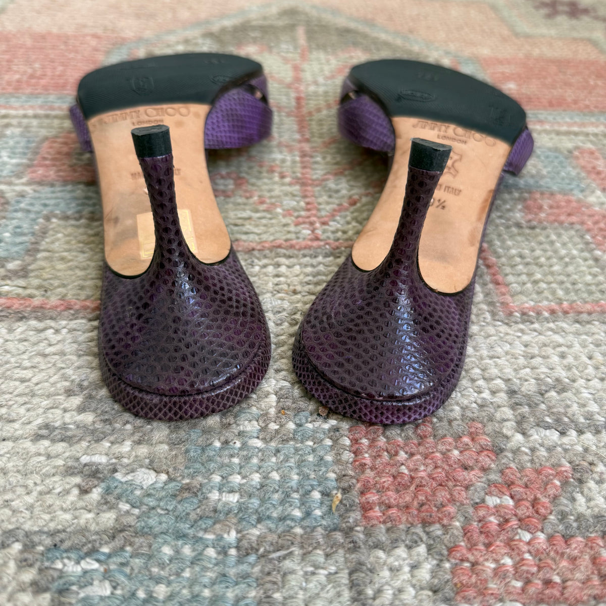 Y2K Jimmy Choo Purple Karung Bow Mules - US 8.5