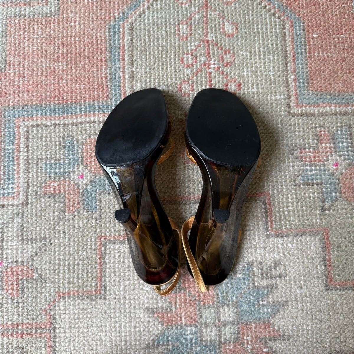 S/S1998 Prada Gold Lucite Wedges - US 7