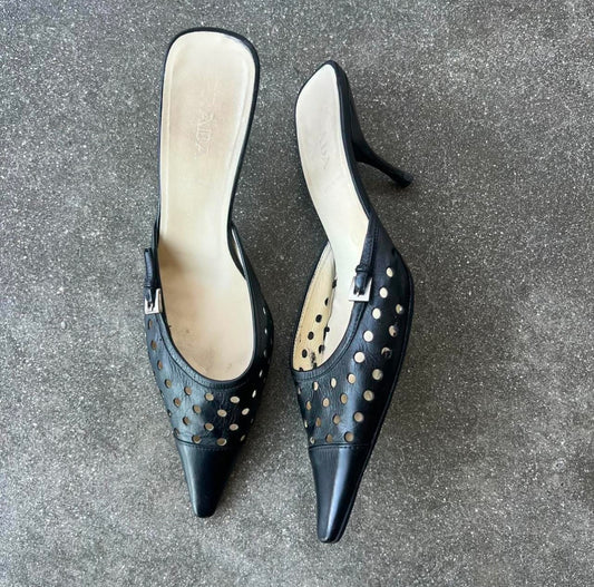 Vintage Prada Perforated Mules - US 8