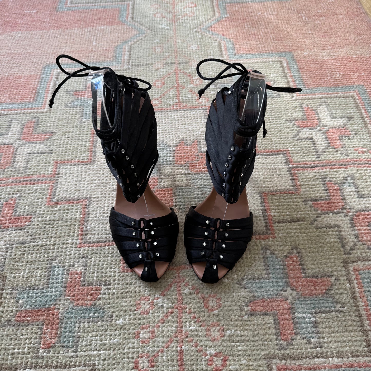 S/S2004 Tom Ford Gucci Crystal Satin Bamboo Heels - US 7