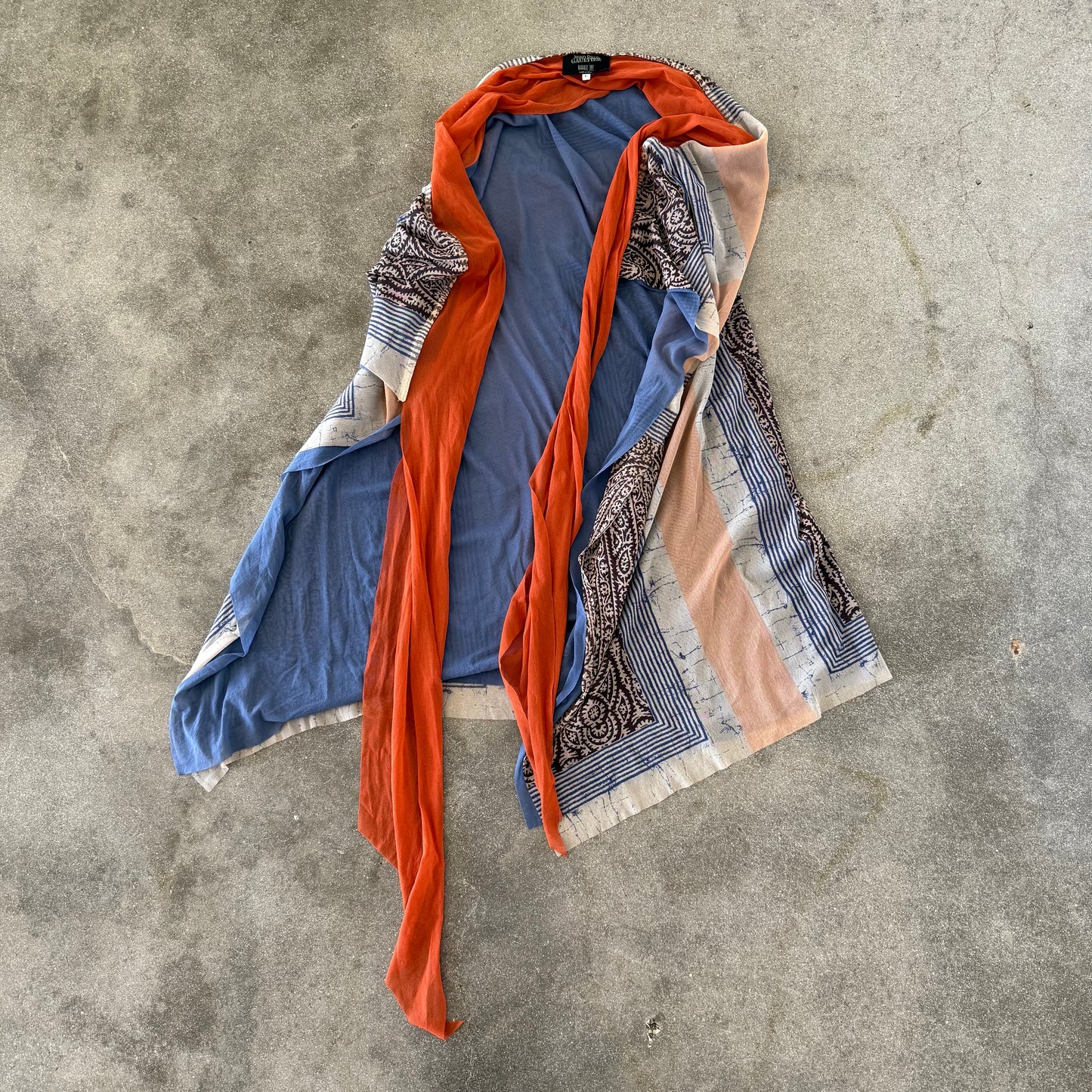 00s Jean Paul Gaultier Orange and Blue Mesh Paisley Skirt - One Size
