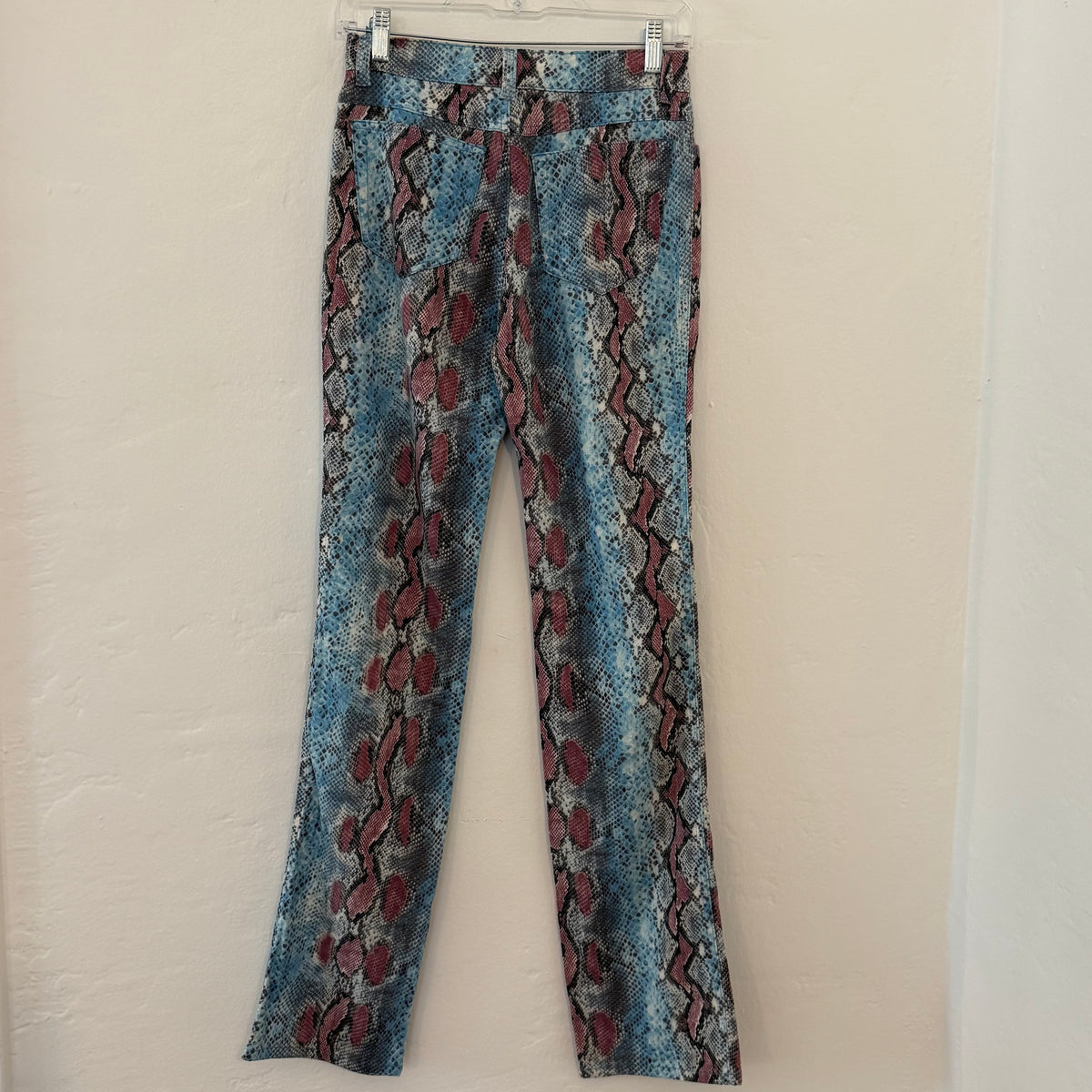 Y2K Ungaro Blue and Pink Snake Print Jeans -  US 4