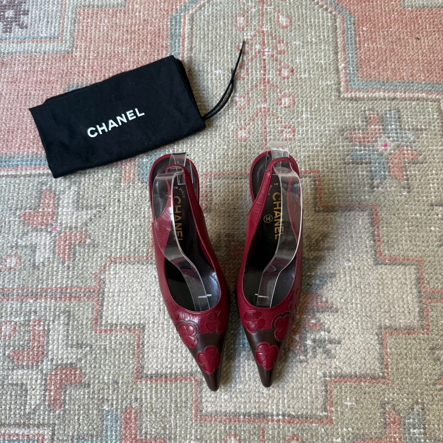 F/W2001 Chanel Camellia Slingback Pumps - US 6