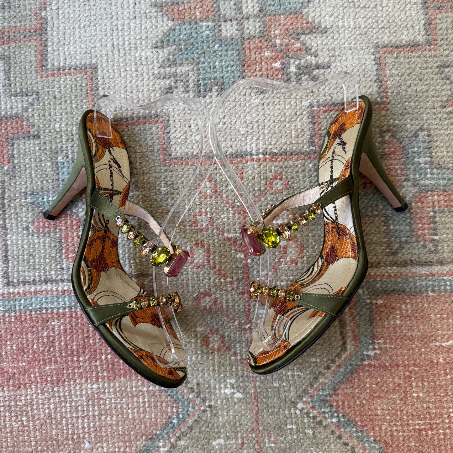 00s Giuseppe Zanotti Green Jeweled Sandals - US 8