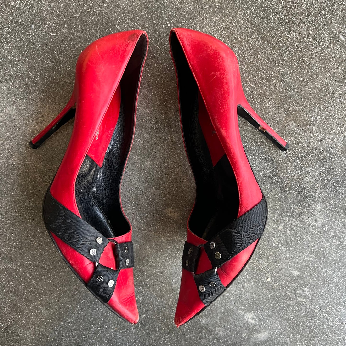 FW04 John Galliano Christian Dior Red Bondage Heels - US 9.5