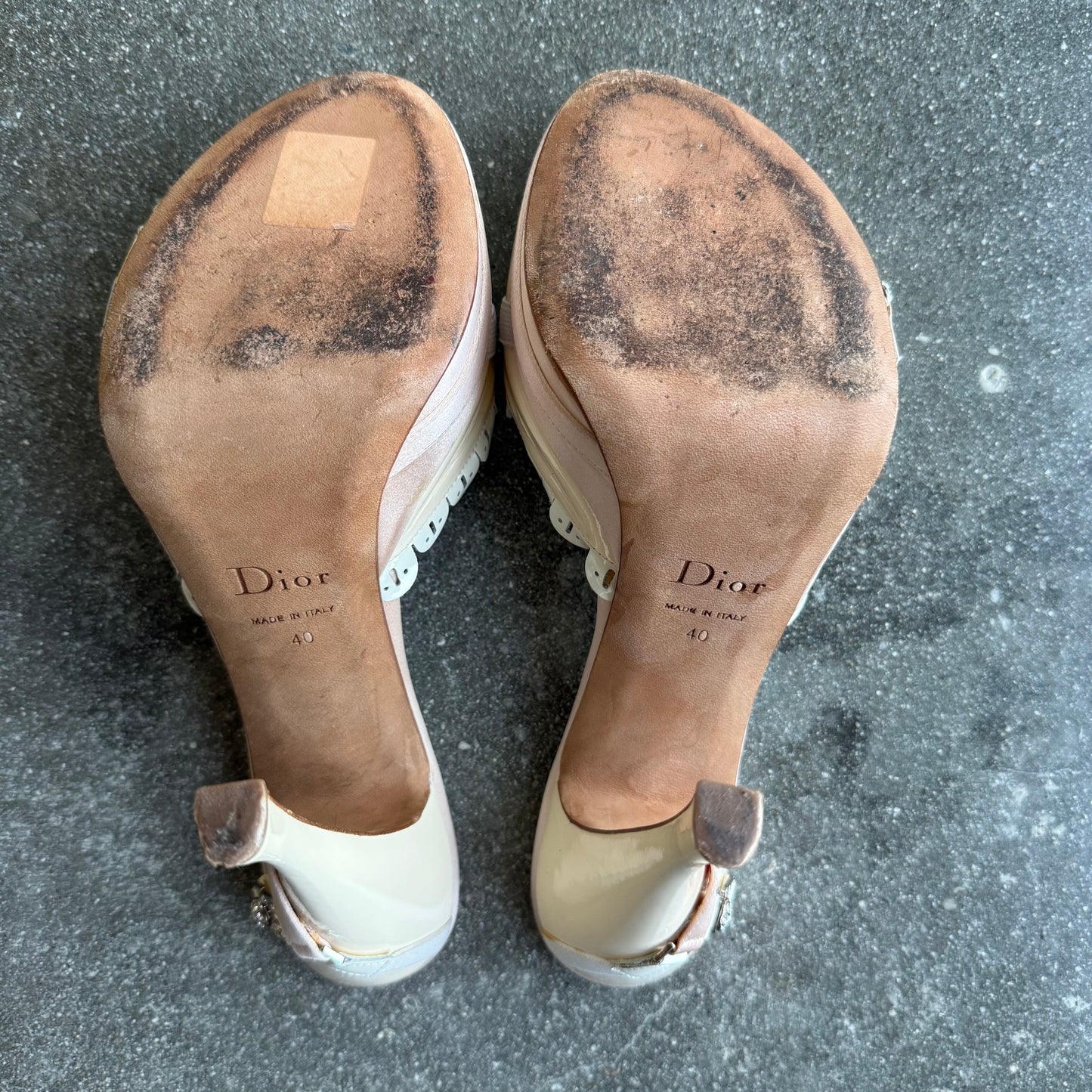 S/S2004 Galliano Dior Patent Leather Scallop Mules - US 9.5