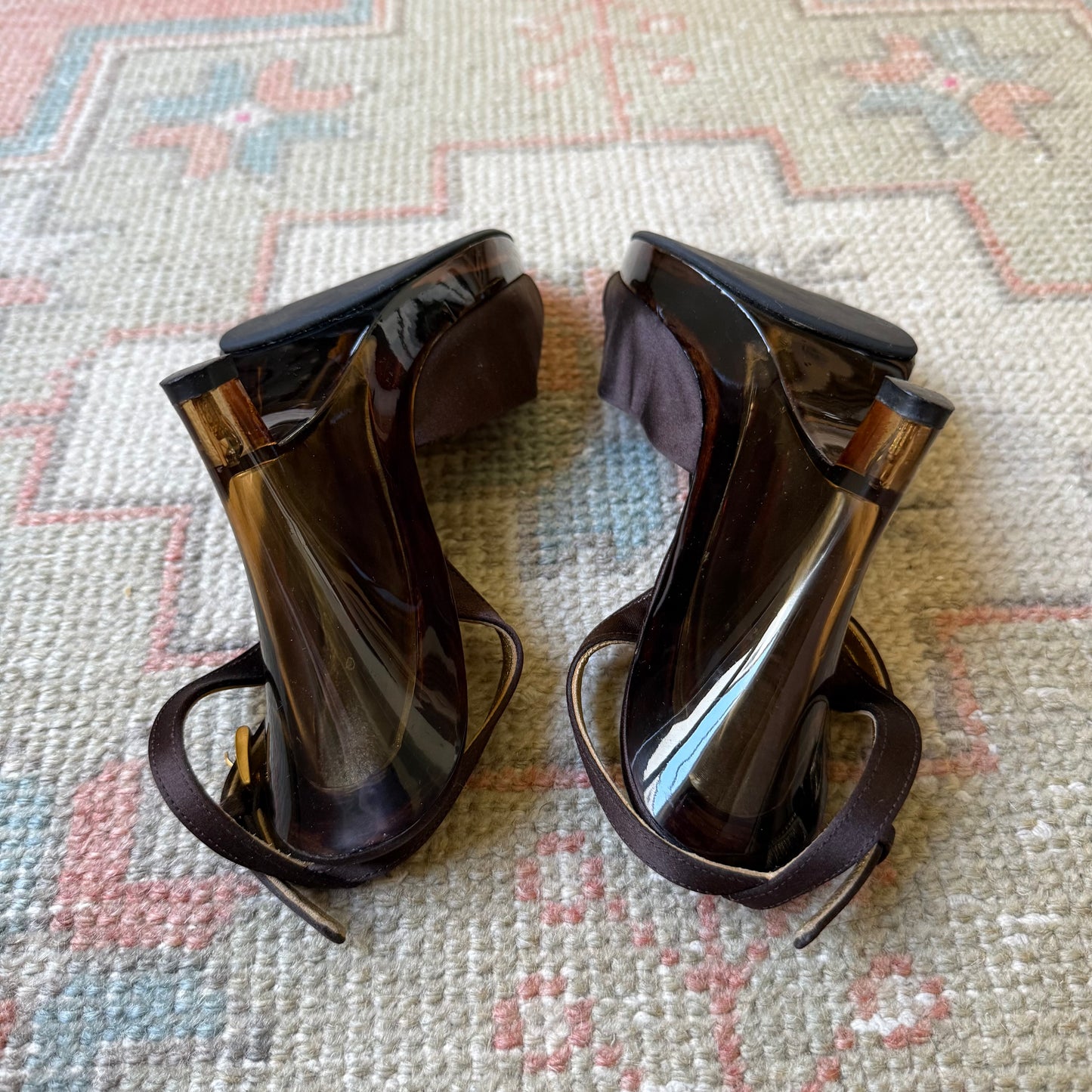 S/S1998 Prada Brown Lucite Wedges - US 7