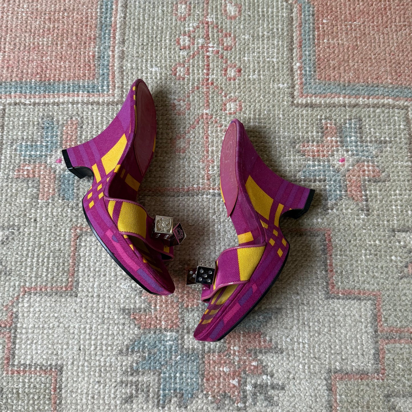 F/W2004 Galliano Dior Purple Gambler Wedges - US 6-6.5