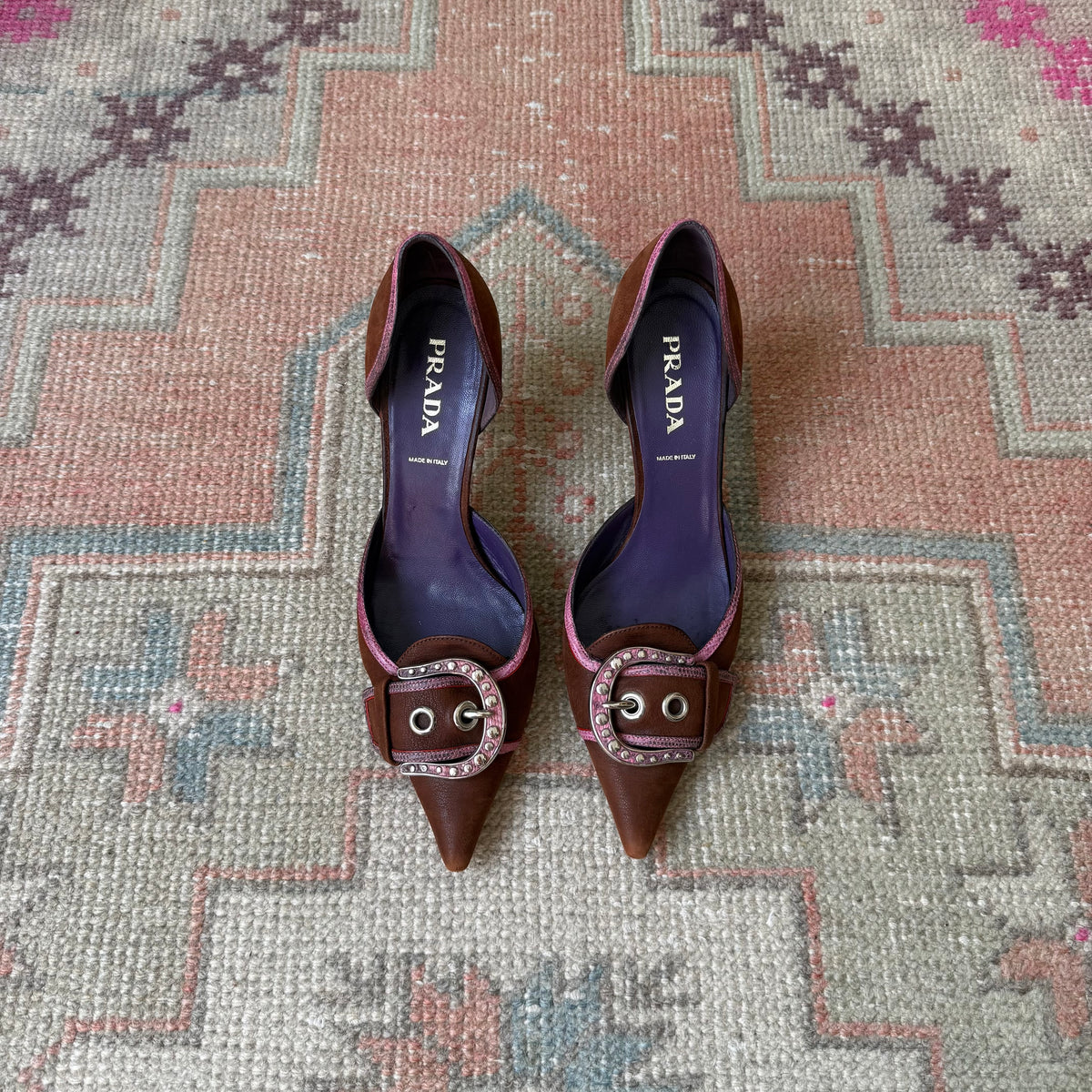 F/W2003 Prada Chocolate Buckle D’Orsay Heels - US 7