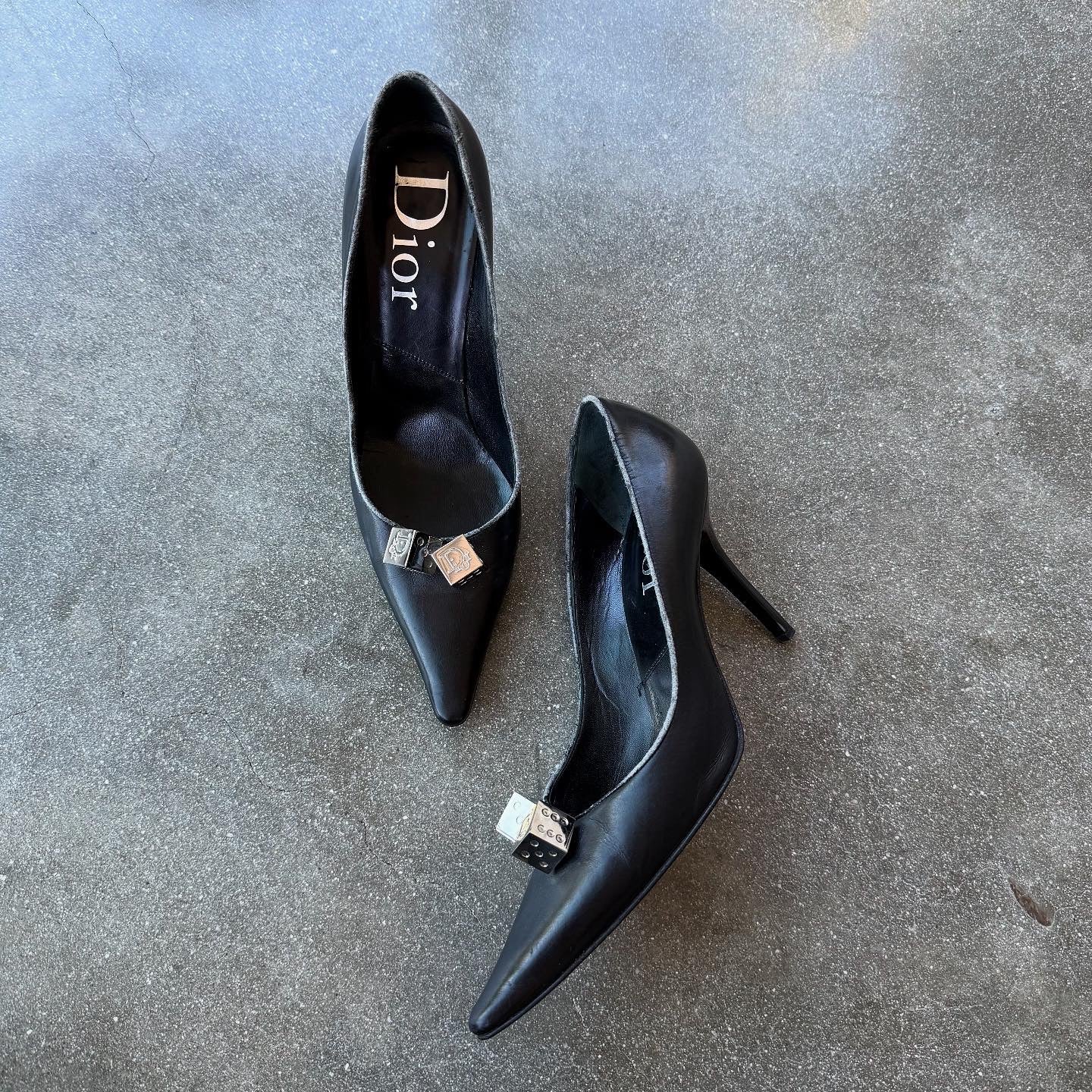 FW04 Galliano Dior Black Leather Dice Pumps - US 7.5-8