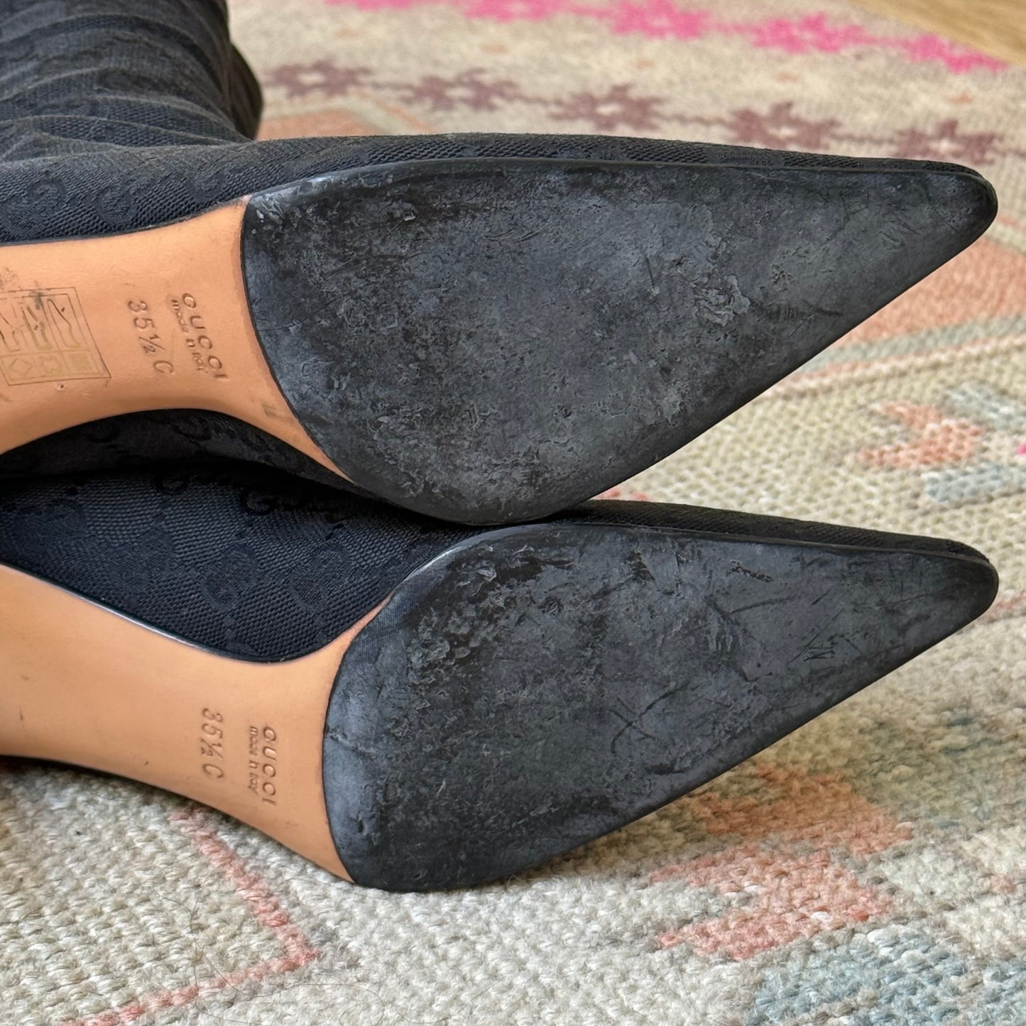 2002 Tom Ford Gucci Black Monogram Boots - US 5.5