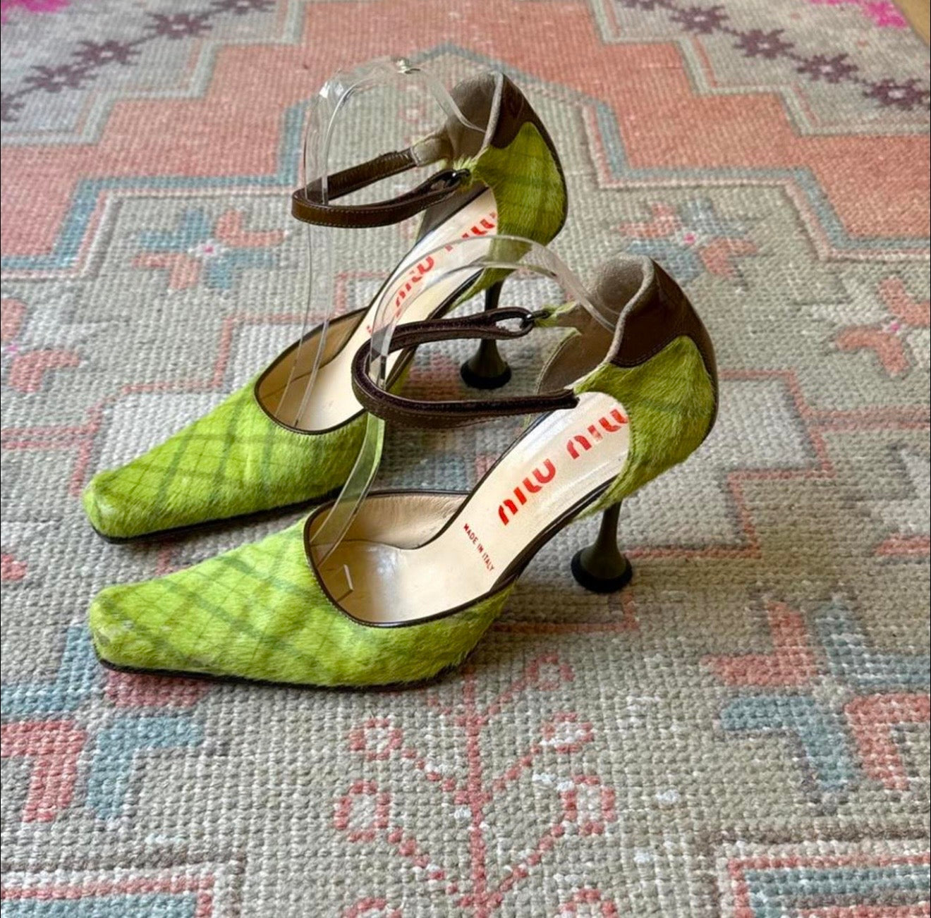 F/W1999 miu miu Tartan Ponyhair Mary Janes - US 10-10.5