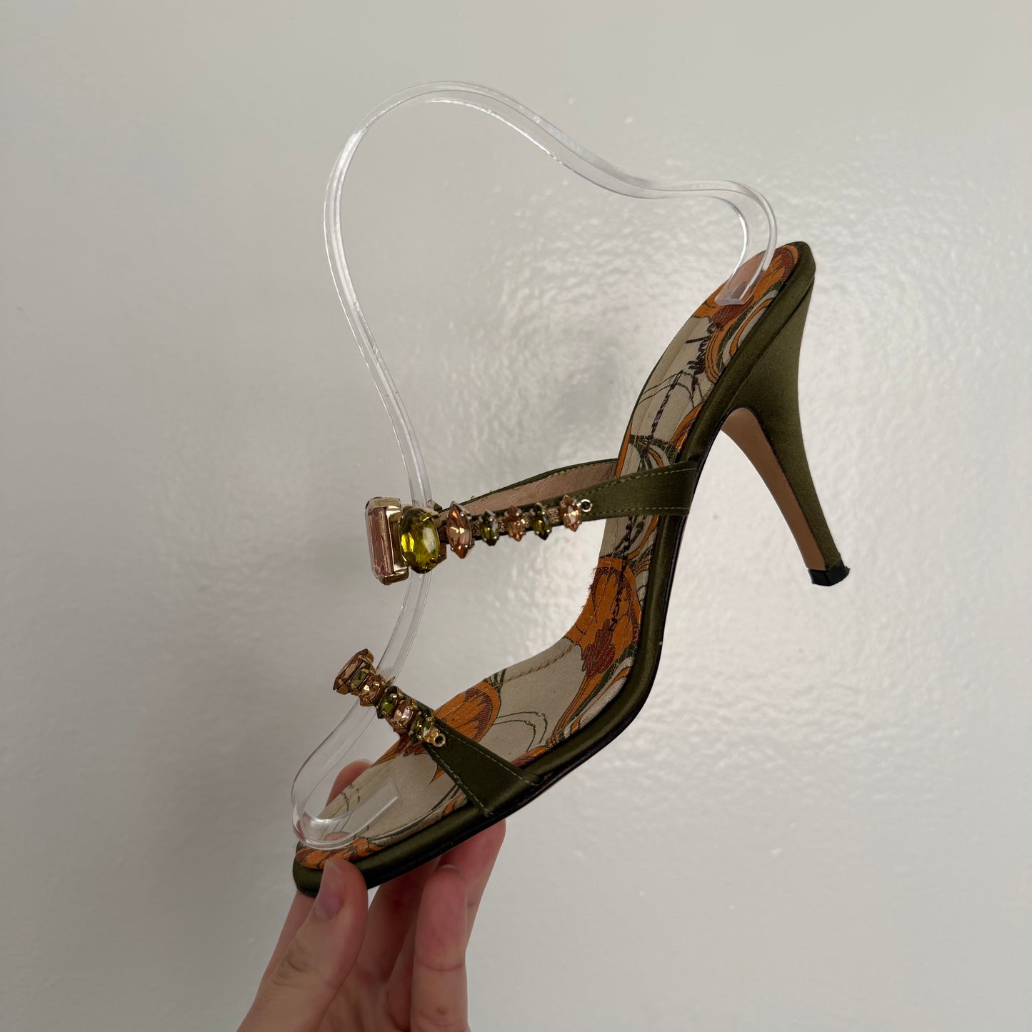 00s Giuseppe Zanotti Green Jeweled Sandals - US 6.5-7