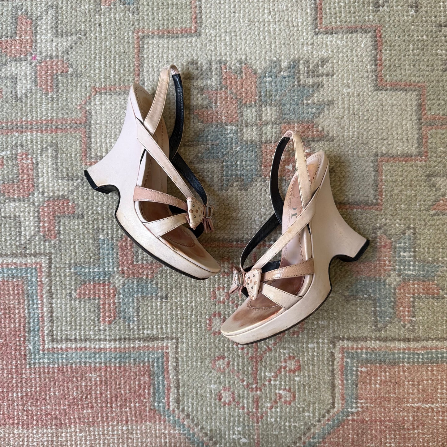 S/S2005 Galliano Dior Pink Bow Wedge - US 5.5-6