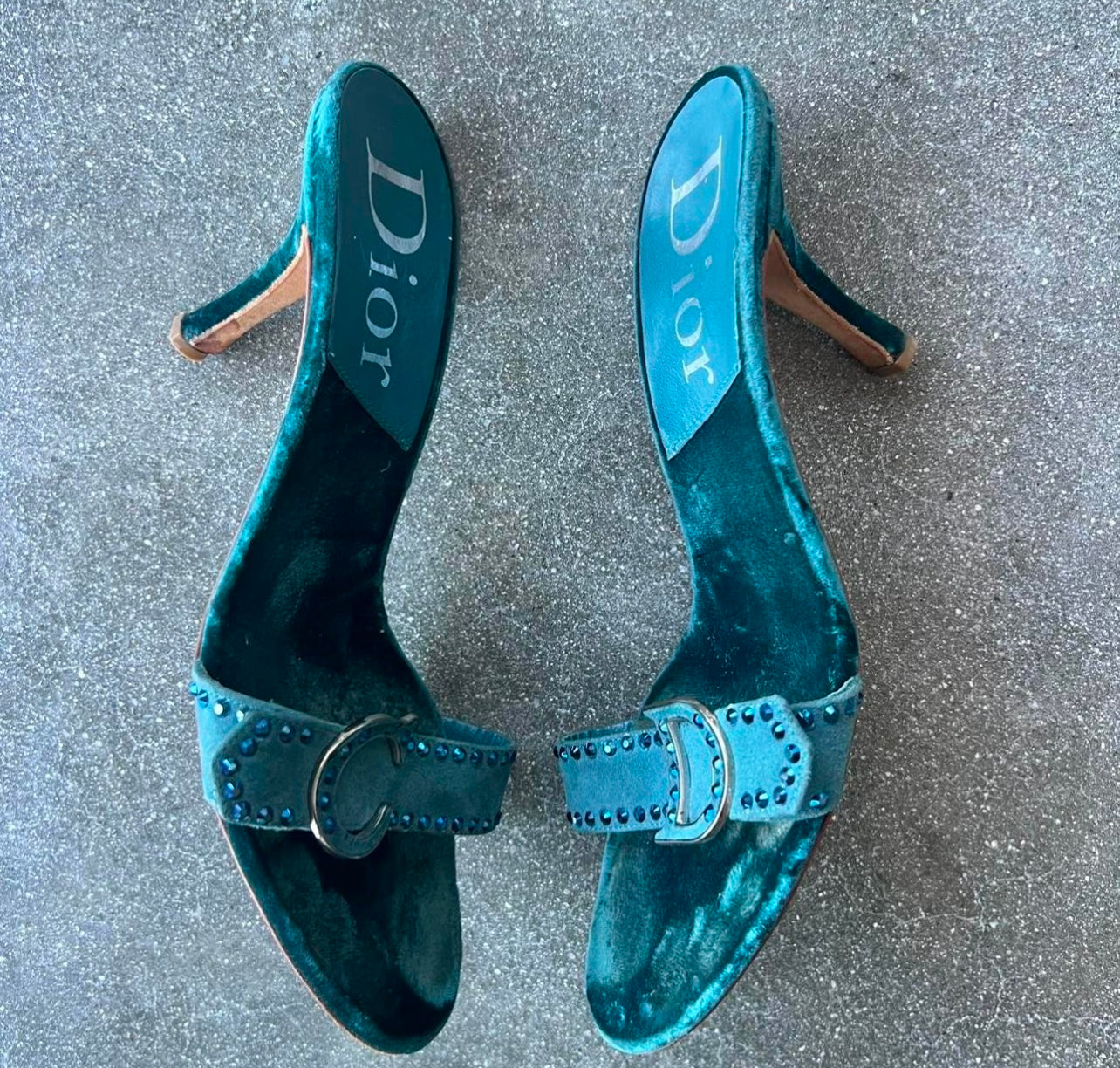 John Galliano Christian Dior Silk Velvet Mules - US 7.5-8