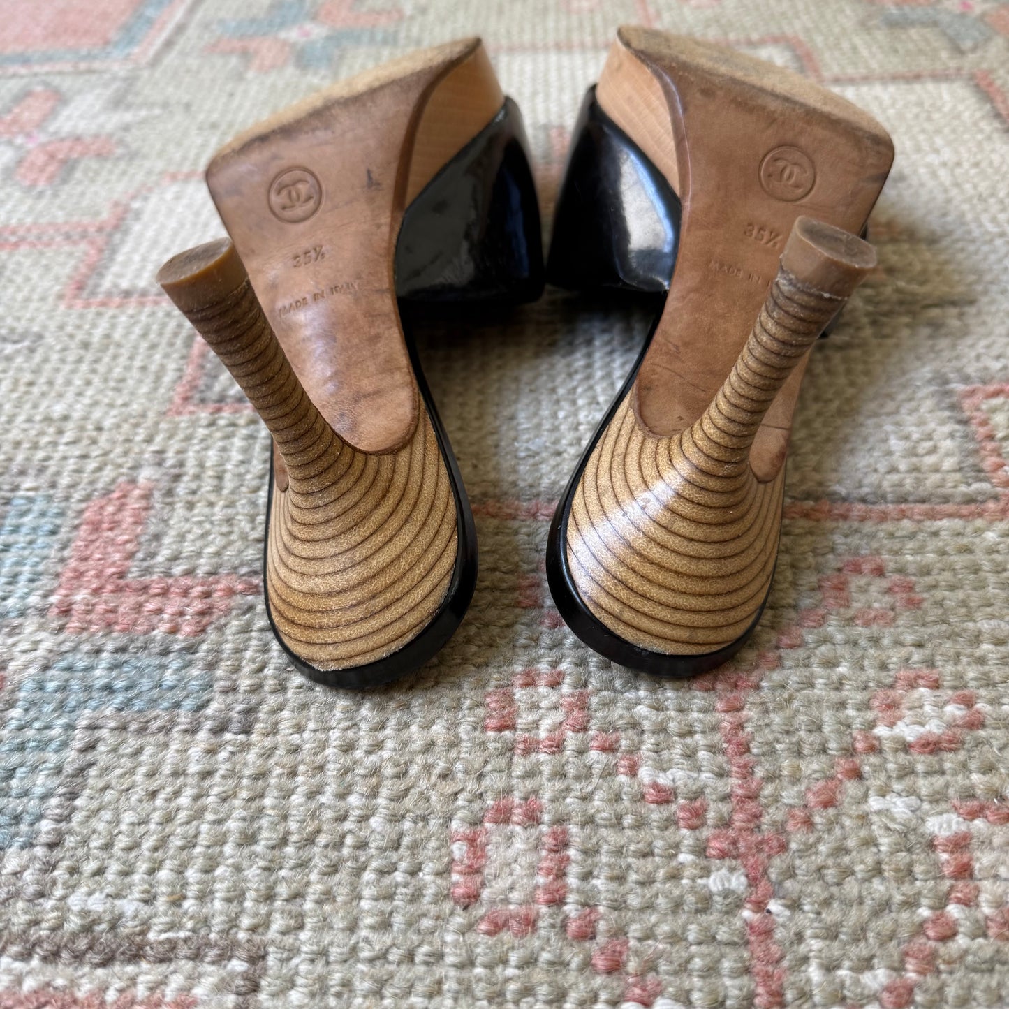 S/S2002 Chanel Black Safety Pin Mules - US 6