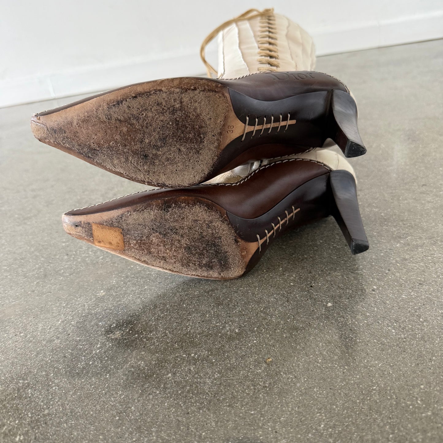 FW01 Galliano Dior Patchwork Leather + Suede Western Boots - US 6