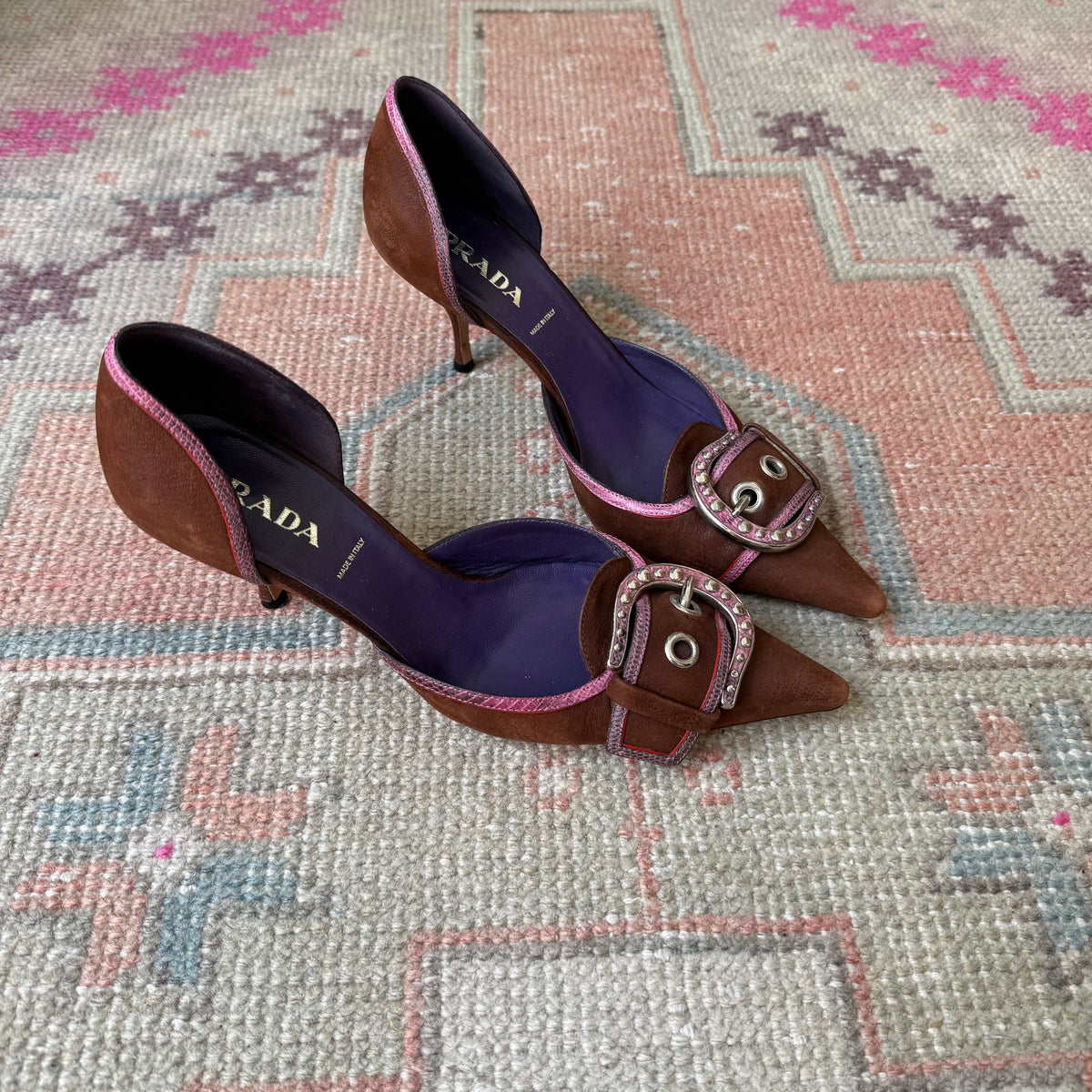 F/W2003 Prada Chocolate Buckle D’Orsay Heels - US 7