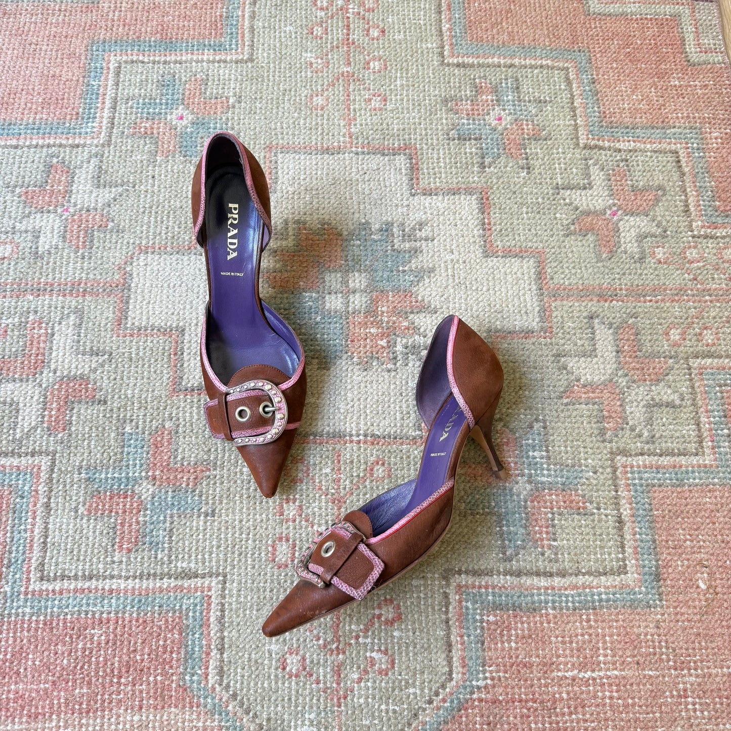F/W2003 Prada Chocolate Buckle D’Orsay Heels - US 8