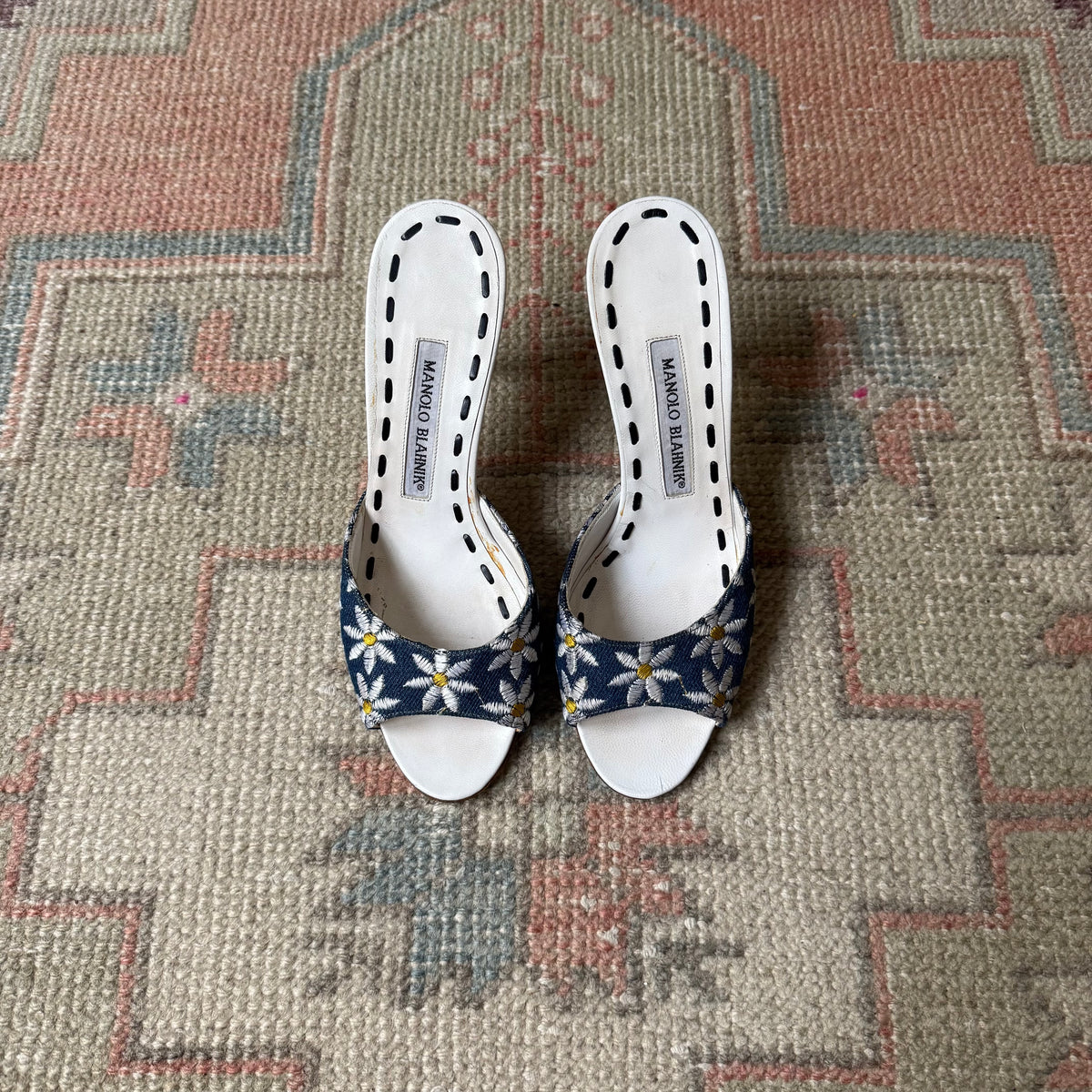 Y2K Denim Manolo Blahnik Daisy Mules - US 6.5