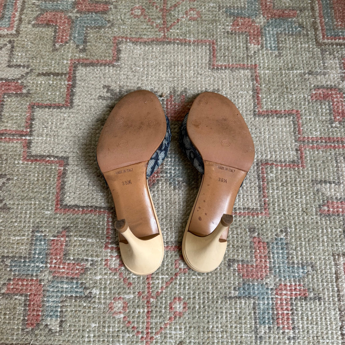 S/S2004 Galliano Dior Blue Lock & Key Mules - US 6.5