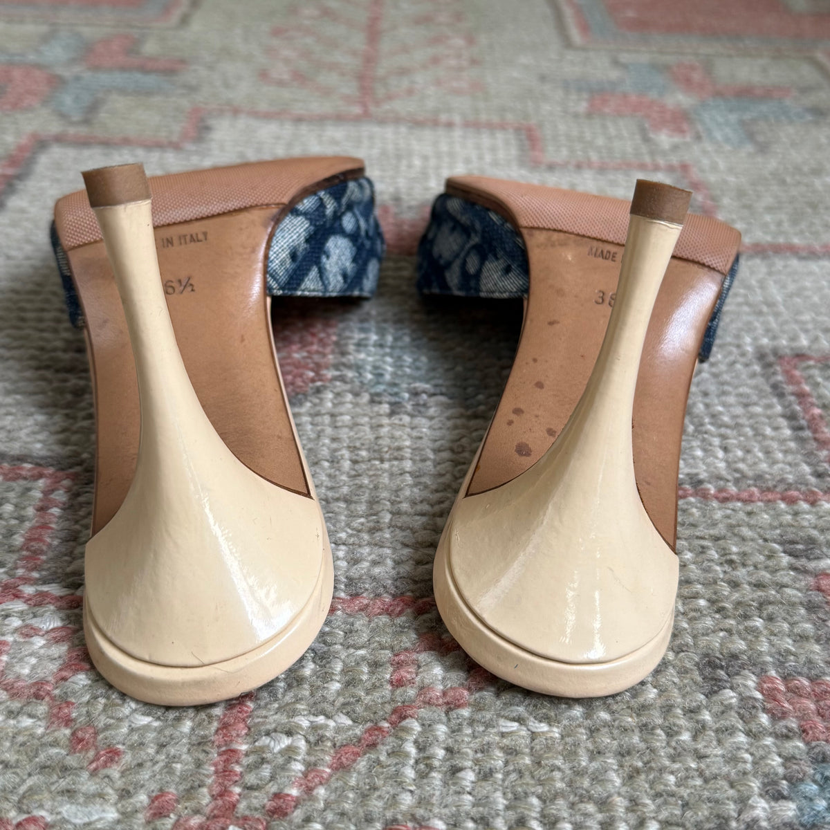S/S2004 Galliano Dior Blue Lock & Key Mules - US 6.5