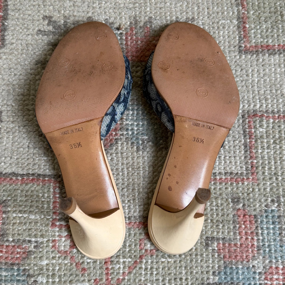 S/S2004 Galliano Dior Blue Lock & Key Mules - US 6.5