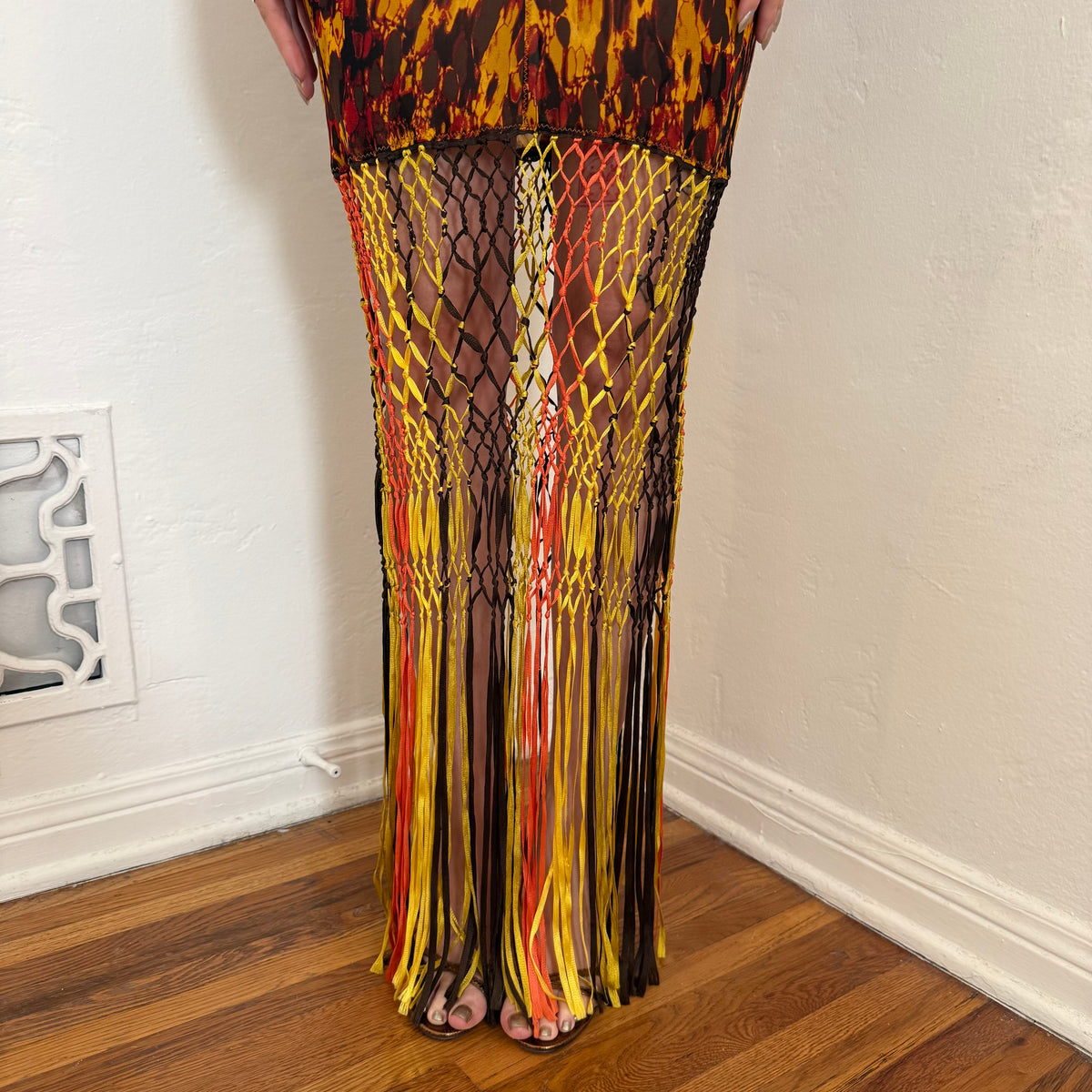 S/S2005 Jean Paul Gaultier Tortoise Shell Macrame Halter Dress - US XS-M