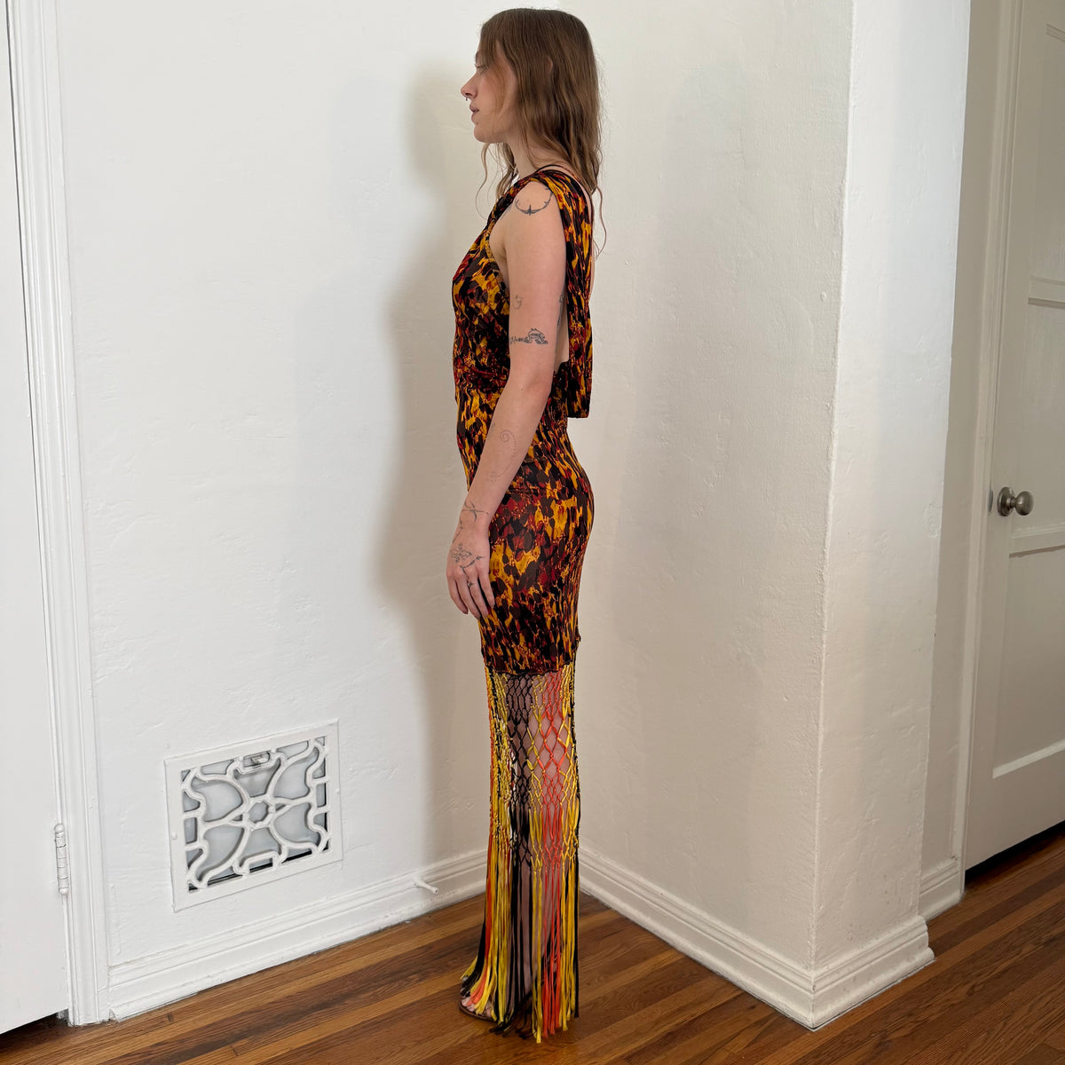 S/S2005 Jean Paul Gaultier Tortoise Shell Macrame Halter Dress - US XS-M