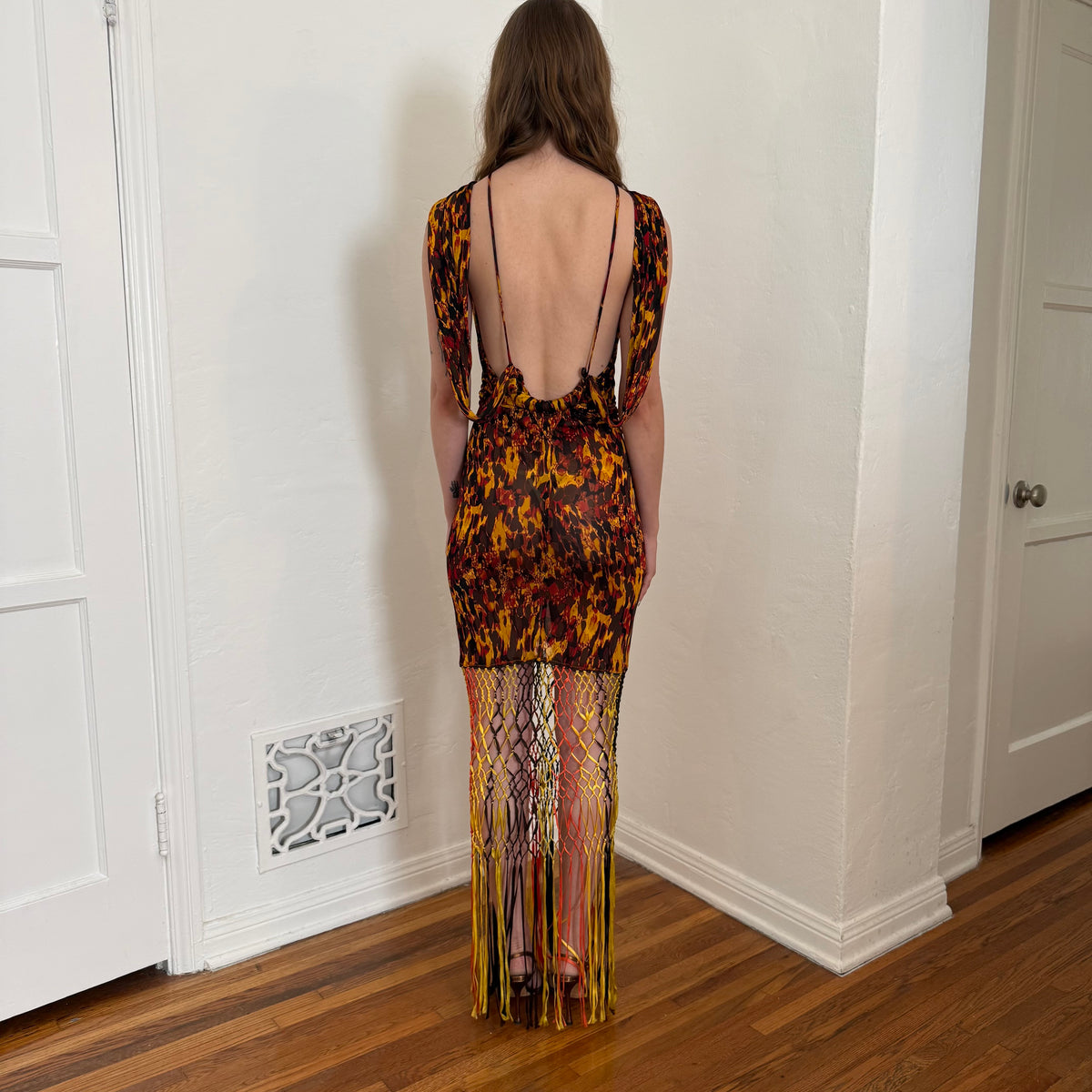 S/S2005 Jean Paul Gaultier Tortoise Shell Macrame Halter Dress - US XS-M