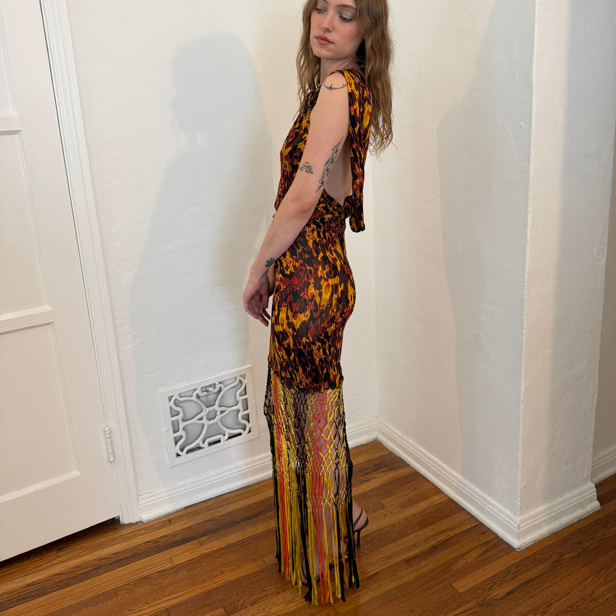 S/S2005 Jean Paul Gaultier Tortoise Shell Macrame Halter Dress - US XS-M