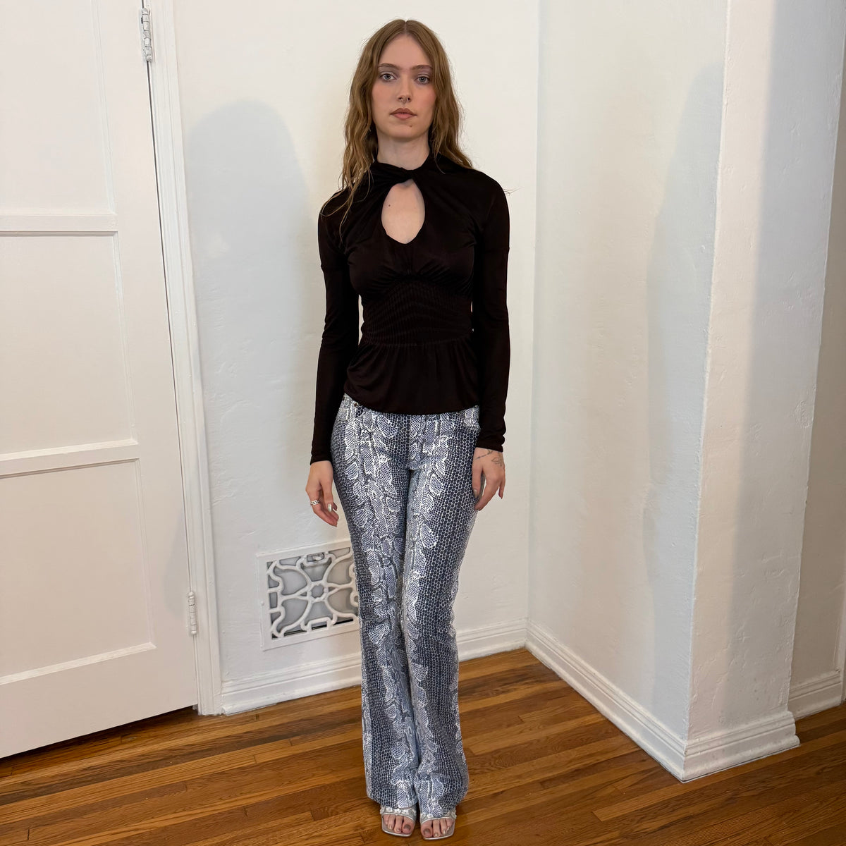 Y2K Ungaro Indigo and White Snake Print Jeans - SIZE 2